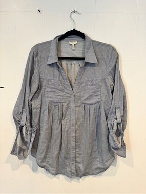 Joie Chambray Button-Up Peasant Blouse